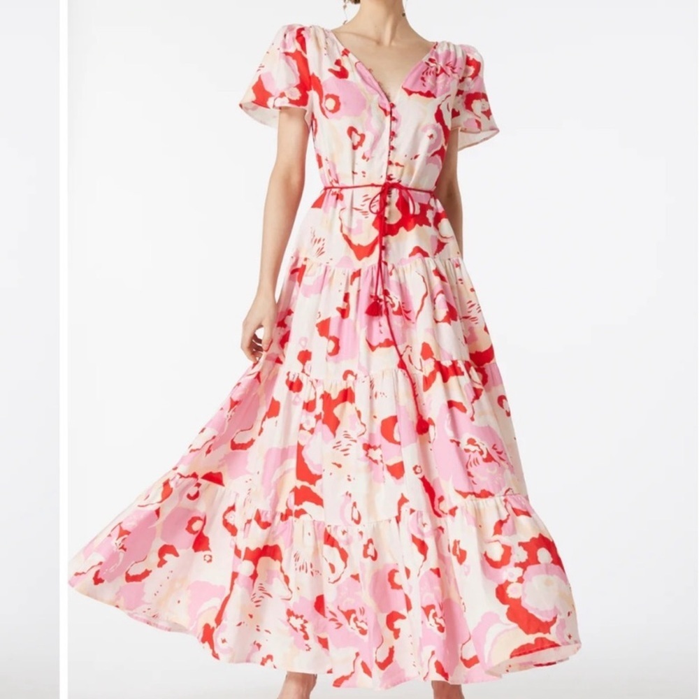 Elliatt Red Pink Floral Dress Size M